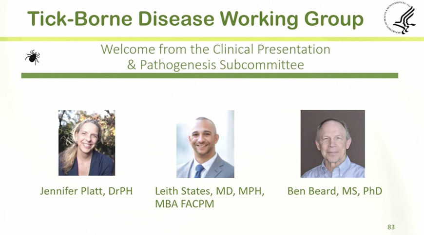 Cover slide of Tick-Borne Disease Working Group Meeting presentation
